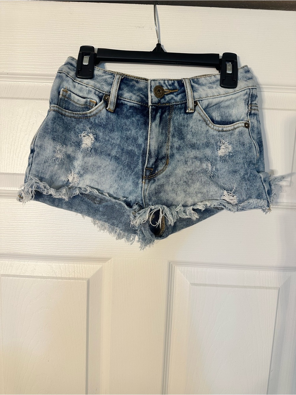 Women’s High-Waist Distressed Light Blue Denim Shorts
